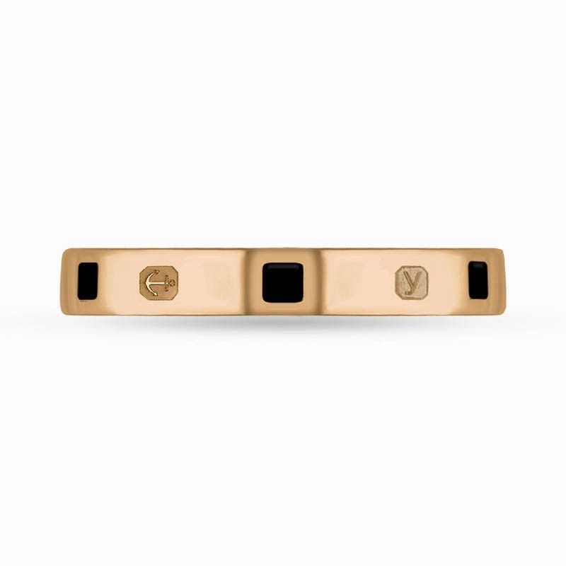 9ct Rose Gold Whitby Jet King's Coronation Hallmark Princess Cut 3mm Ring D