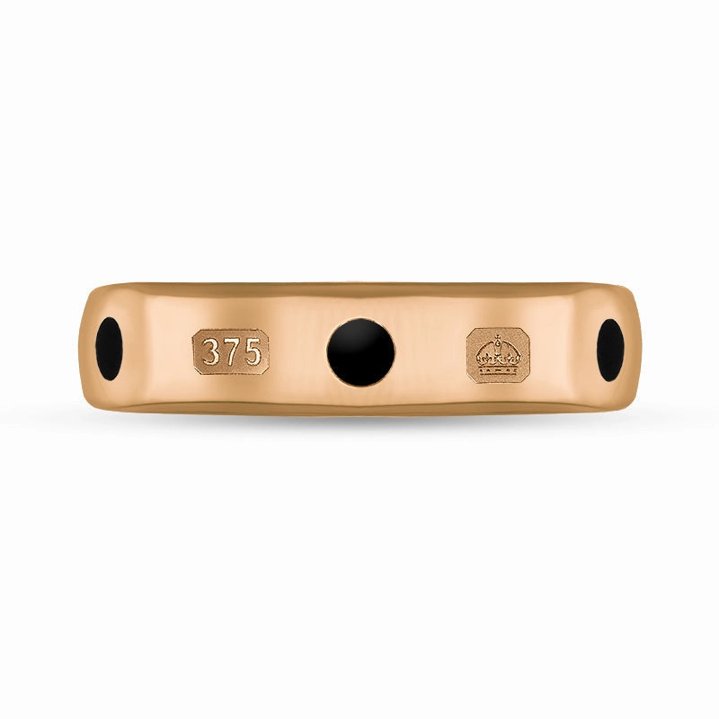 9ct Rose Gold Whitby Jet Queen's Jubilee Hallmark 5mm Ring D