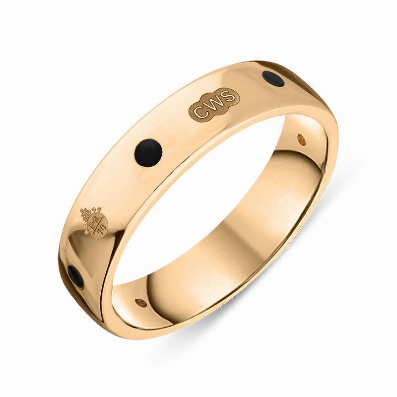 9ct Rose Gold Whitby Jet Queen's Jubilee Hallmark 5mm Ring D
