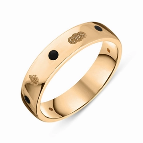 9ct Rose Gold Whitby Jet Queen's Jubilee Hallmark 5mm Ring D
