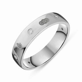 9ct White Gold 0.15ct Diamond Queen's Jubilee Hallmark 5mm Ring D