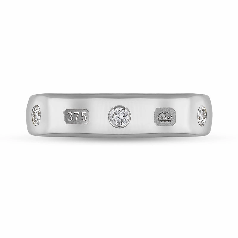 9ct White Gold 0.15ct Diamond Queen's Jubilee Hallmark 5mm Ring D