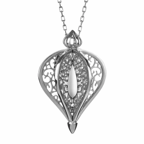 9ct White Gold Bauxite Flore Filigree Small Necklace