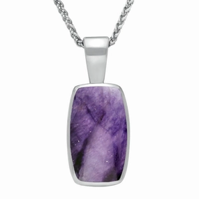9ct White Gold Blue John Barrel Shaped Necklace