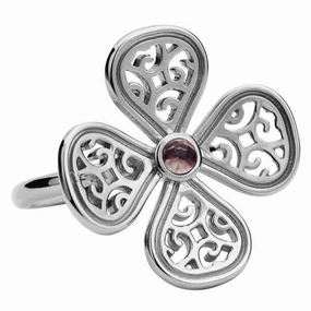 9ct White Gold Blue John Flore Four Petal Filigree Ring