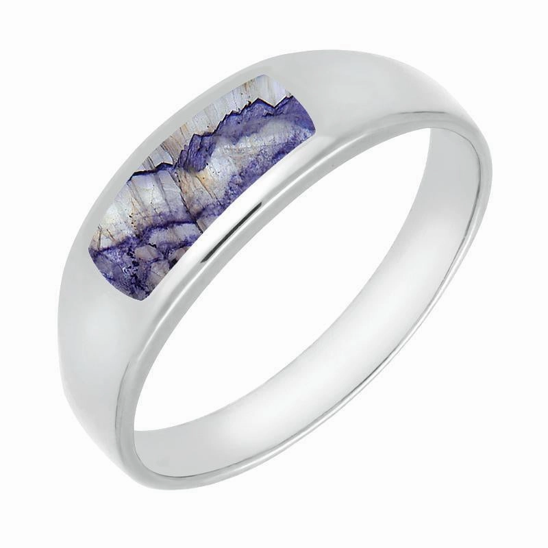 9ct White Gold Blue John Inlay Ring
