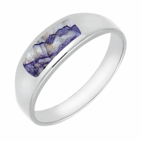 9ct White Gold Blue John Inlay Ring