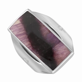 9ct White Gold Blue John Queen's Jubilee Hallmark Medium Oblong Ring D