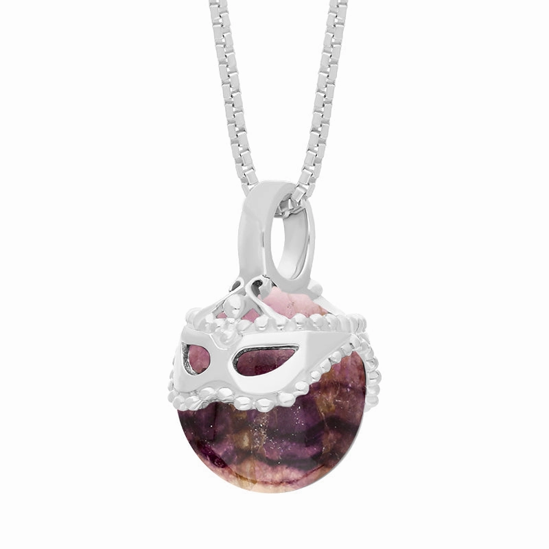 9ct White Gold Blue John Zodiac Gemini 9mm Bead Pendant