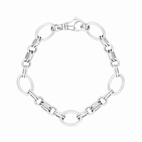 9ct White Gold Double Link Handmade Bracelet