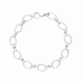 9ct White Gold Oval Link Handmade Bracelet