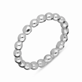 9ct White Gold Stepping Stones Beaded Stacking Ring
