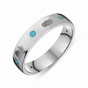 9ct White Gold Turquoise Queen's Jubilee Hallmark 5mm Ring D