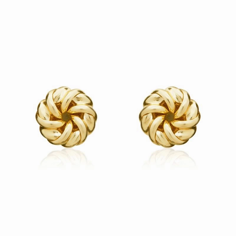 9ct Yellow Gold 6mm Looped Knot Stud Earrings