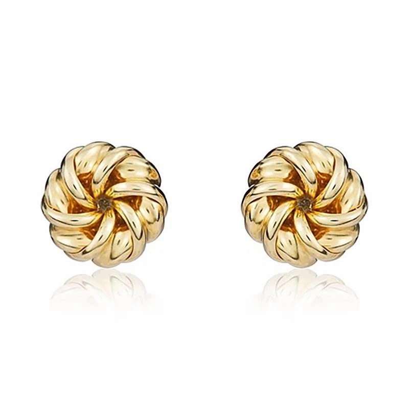 9ct Yellow Gold 7.5mm Looped Knot Stud Earrings