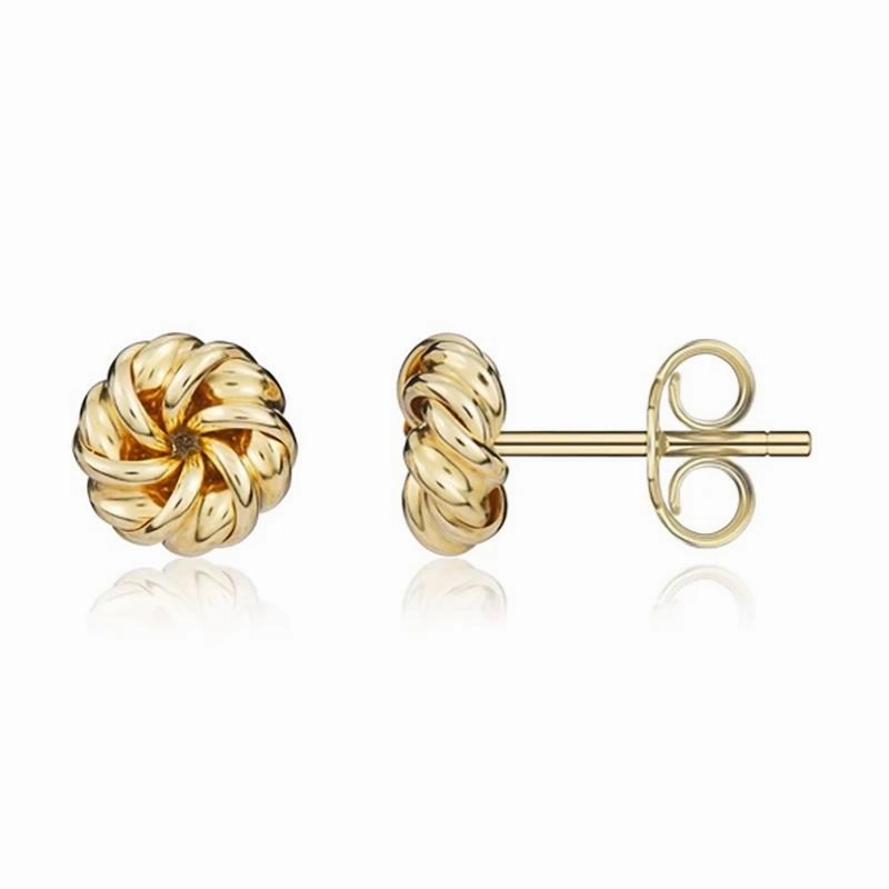 9ct Yellow Gold 7.5mm Looped Knot Stud Earrings