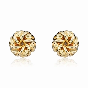 9ct Yellow Gold 7.5mm Looped Knot Stud Earrings