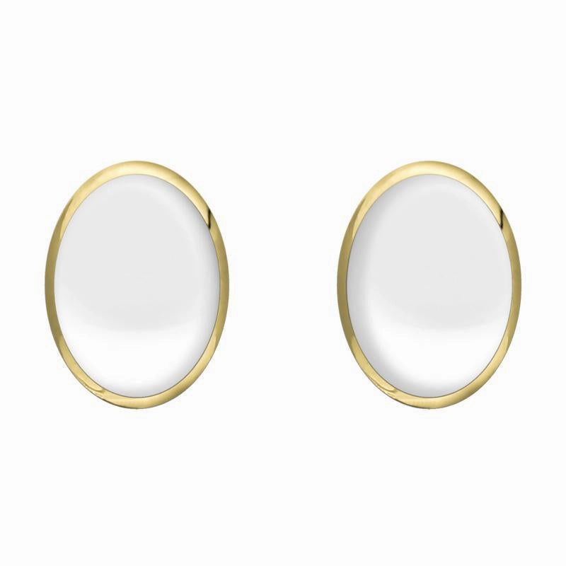 9ct Yellow Gold Bauxite 8 x 10mm Classic Large Oval Stud Earrings
