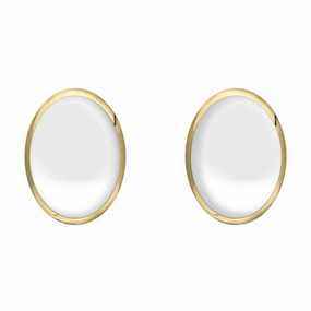 9ct Yellow Gold Bauxite 8 x 10mm Classic Large Oval Stud Earrings