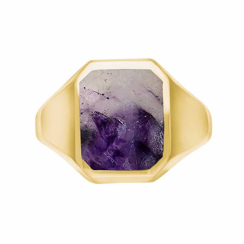 9ct Yellow Gold Blue John Cut Corners Signet Ring