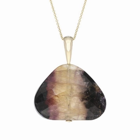 9ct Yellow Gold Blue John Drilled Wide Triangle Necklace D