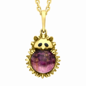 9ct Yellow Gold Blue John Large Hedgehog Necklace