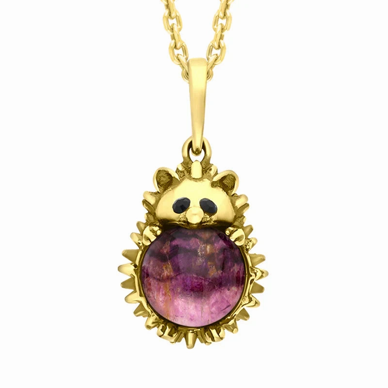 9ct Yellow Gold Blue John Medium Hedgehog