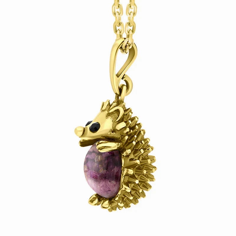 9ct Yellow Gold Blue John Medium Hedgehog