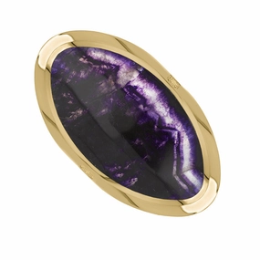 9ct Yellow Gold Blue John Queen's Jubilee Hallmark Large Oval Ring D