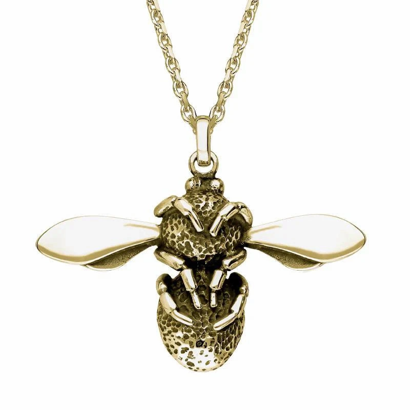9ct Yellow Gold Blue John Stone Set Bee Necklace