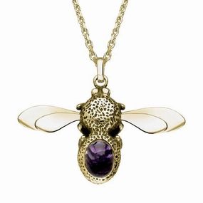 9ct Yellow Gold Blue John Stone Set Bee Necklace