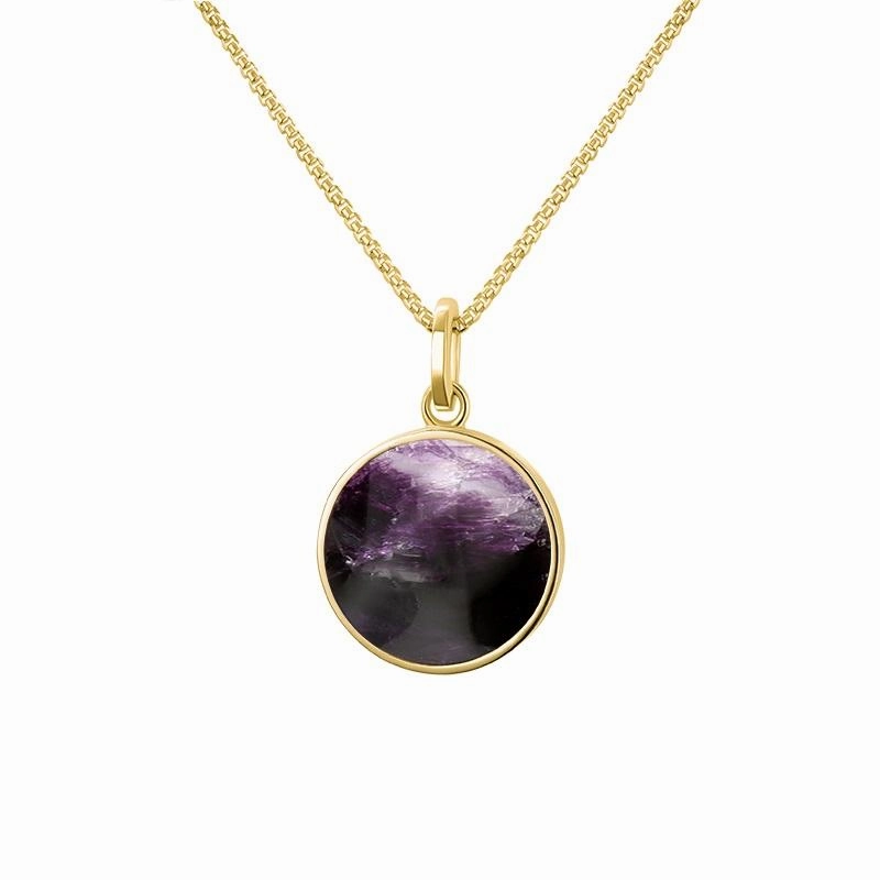 9ct Yellow Gold Blue John  Zodiac Scorpio Round Necklace