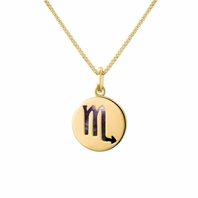 9ct Yellow Gold Blue John  Zodiac Scorpio Round Necklace