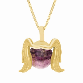 9ct Yellow Gold Blue John Zodiac Virgo 10mm Bead Pendant