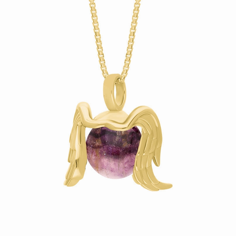 9ct Yellow Gold Blue John Zodiac Virgo 10mm Bead Pendant