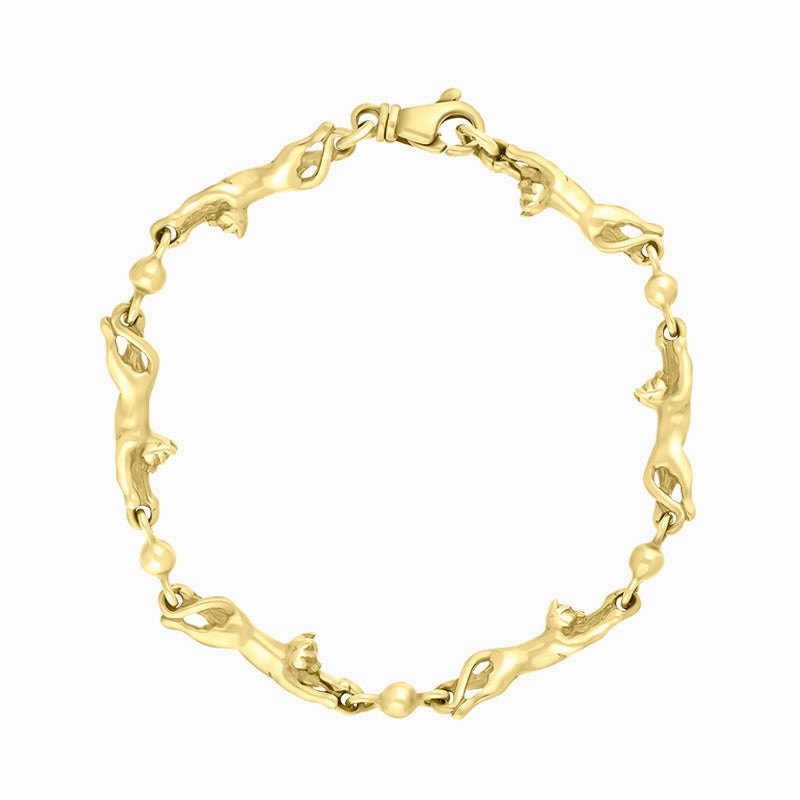 9ct Yellow Gold Cat Handmade Bracelet