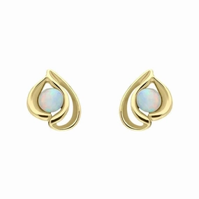 9ct Yellow Gold Opal Open Teardrop Stud Earrings