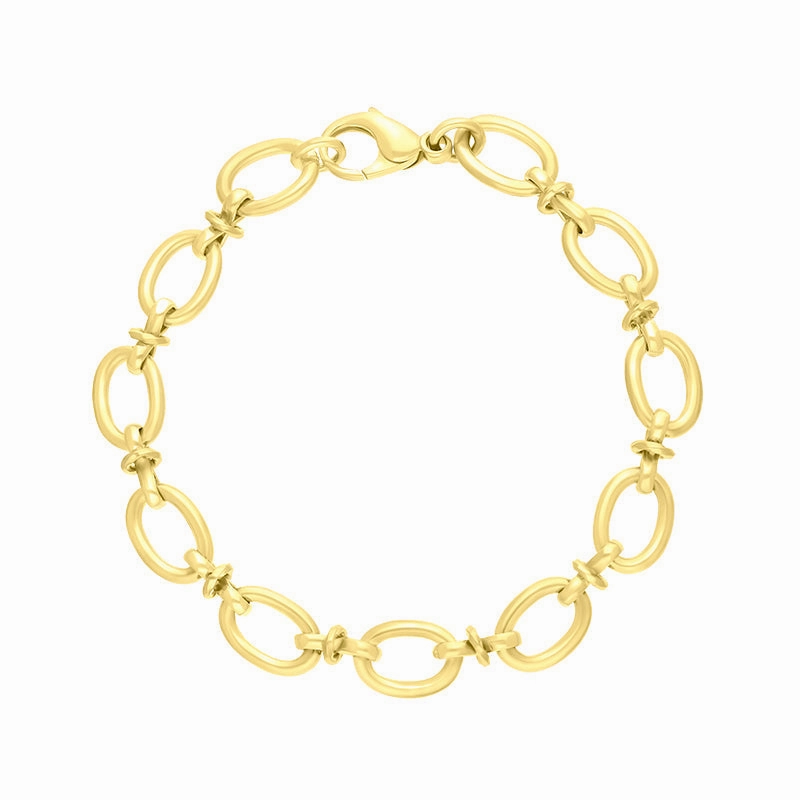 9ct Yellow Gold Oval Link Handmade Bracelet