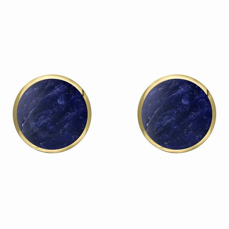 9ct Yellow Gold Sodalite 8mm Classic Large Round Stud Earrings