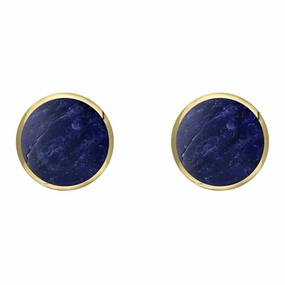 9ct Yellow Gold Sodalite 8mm Classic Large Round Stud Earrings