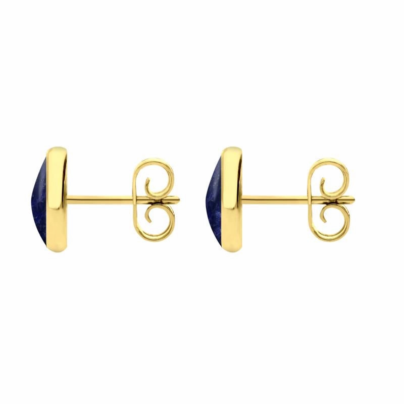 9ct Yellow Gold Sodalite 8mm Classic Large Round Stud Earrings