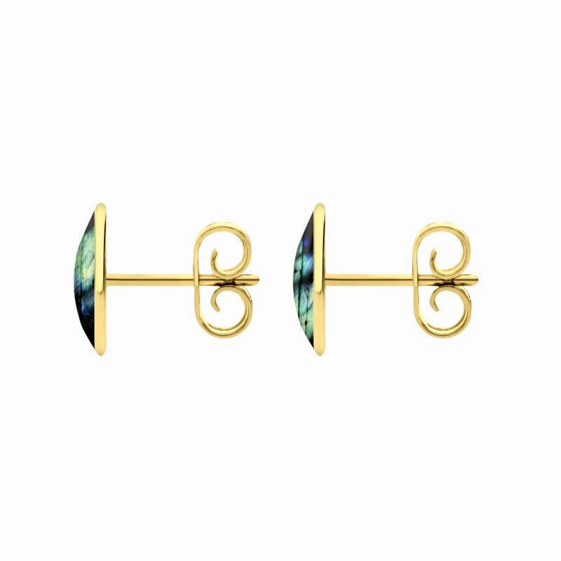 9ct Yellow Gold Spectrolite 8 x 10mm Classic Large Oval Stud Earrings