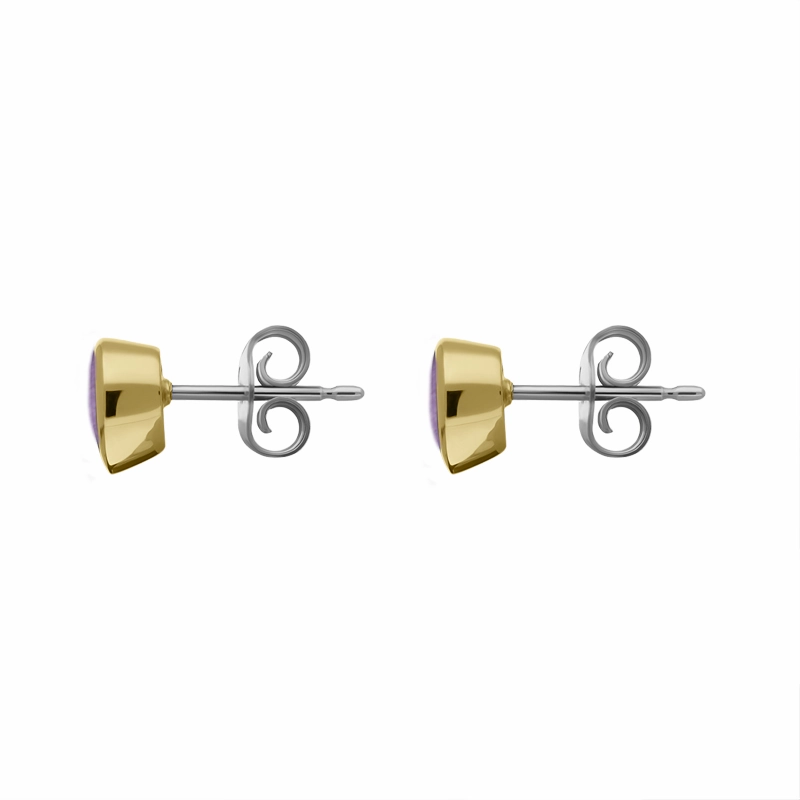 9ct Yellow Gold Sterling Silver Blue John Stepping Stones 5x7mm Pear Stud Earrings