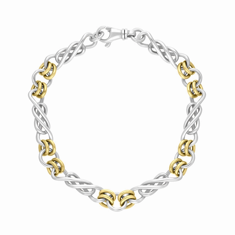 9ct Yellow Gold Sterling Silver Celtic Twist Handmade Bracelet