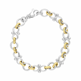 9ct Yellow Gold Sterling Silver Infinity Link Handmade Bracelet