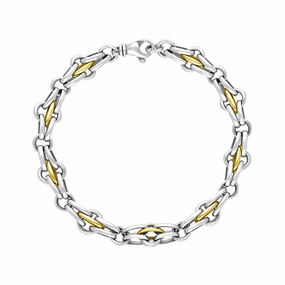 9ct Yellow Gold Sterling Silver Multi Link Cable Chain Bracelet