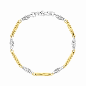 9ct Yellow Gold Sterling Silver Twist Byzantine Handmade Bracelet