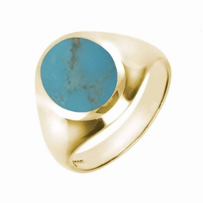 9ct Yellow Gold Turquoise Medium Oval Signet Ring