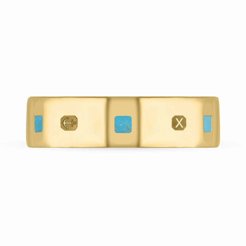 9ct Yellow Gold Turquoise Queen's Jubilee Hallmark Princess Cut 6mm Ring D