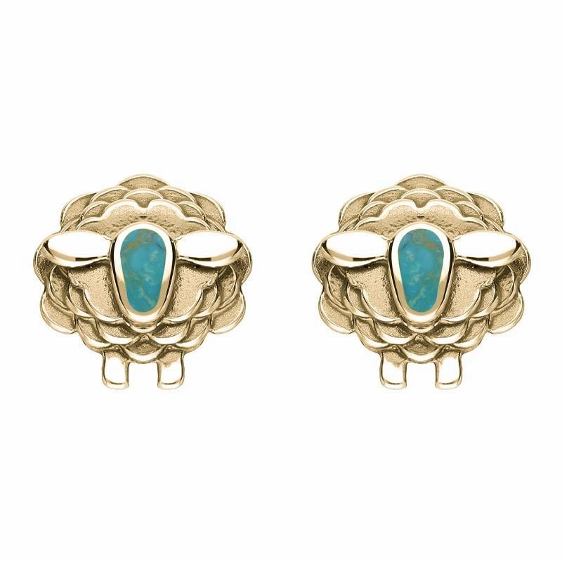 9ct Yellow Gold Turquoise Sheep Two Piece Set